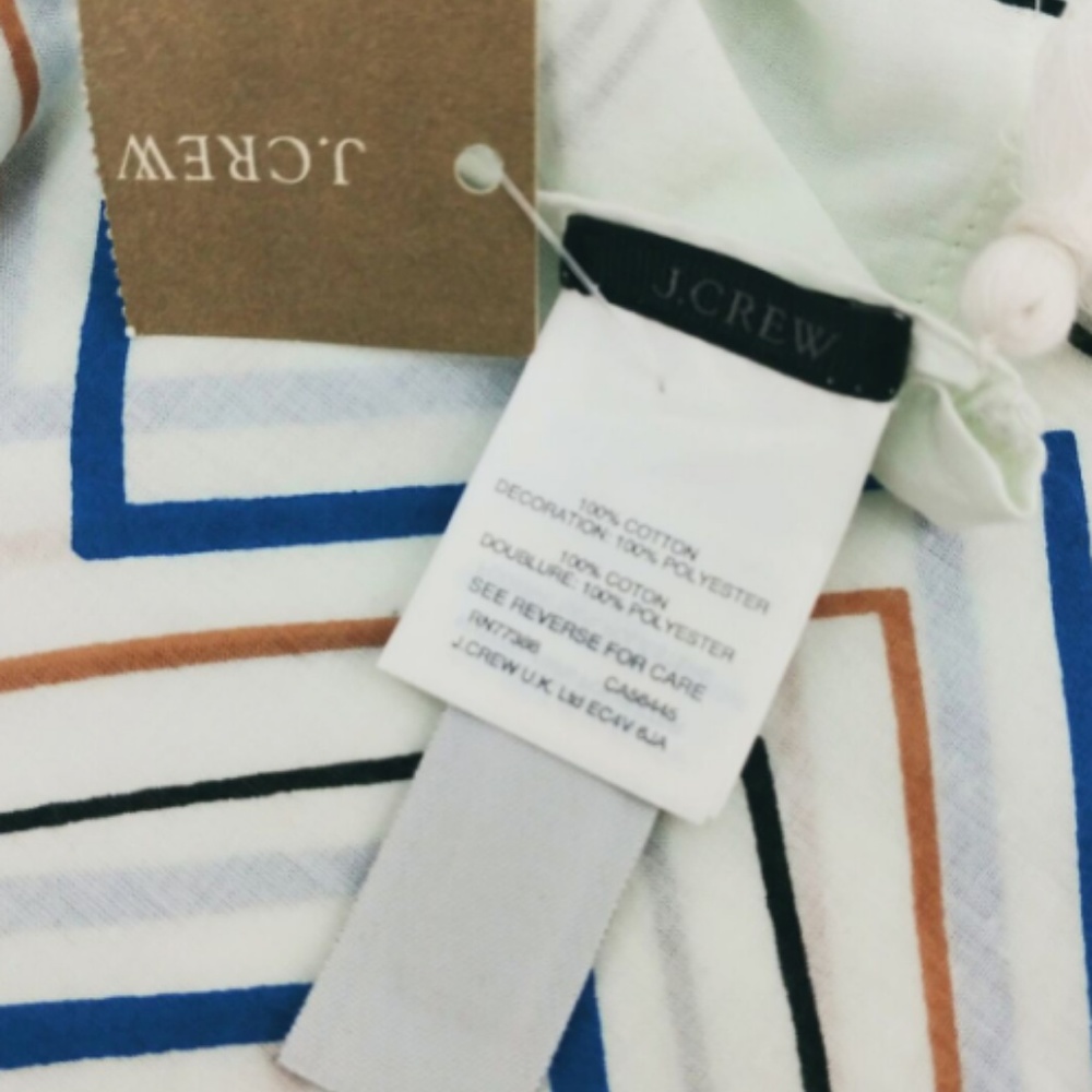 NWT J.Crew White Zig Zac Tassel Scarf - Picture 4 of 4